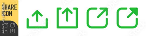 Export, share icon arrow symbol, external link icon open in new window or tab symbol. links sharing icons in line, outline, and solid styles