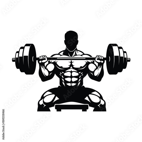 Black silhouette of a man lifting weights