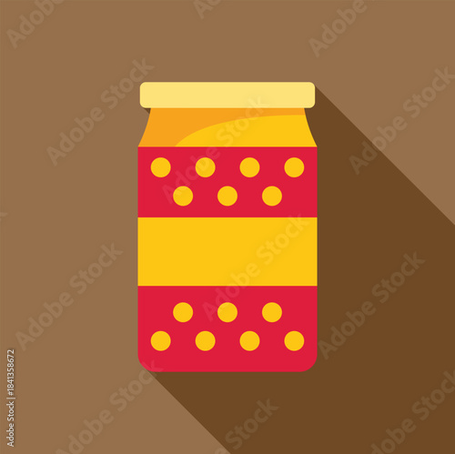 Refreshing soda beverage in a can with a yellow label and polka dots, perfect for quenching thirst on a hot day