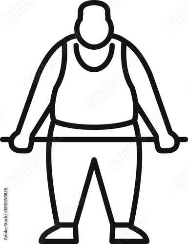 Overweight man lifting weights, focusing on regaining fitness and promoting a healthier lifestyle