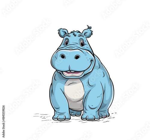cute hippo isolated on white background , vector illustration design.