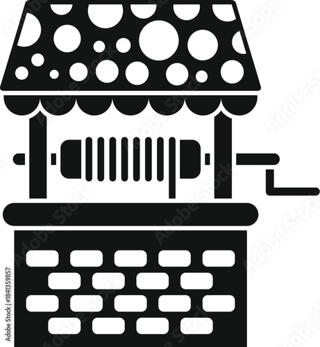 Simple water well icon representing access to clean drinking water, essential for hydration and survival