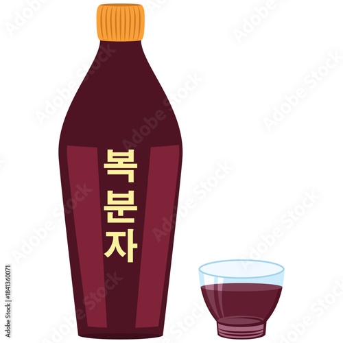 bokbunja traditional drink vector drawing.