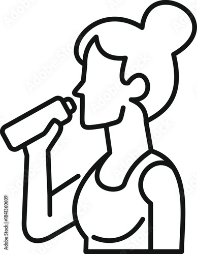 Female athlete drinking water after training, prioritizing hydration for health and recovery