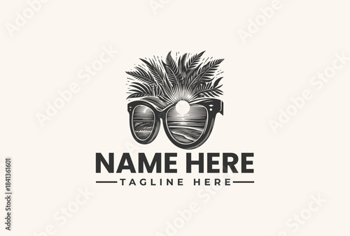 Vector illustration of a logo featuring a stylized face with sunglasses and spiky hair, set against a clean white background.