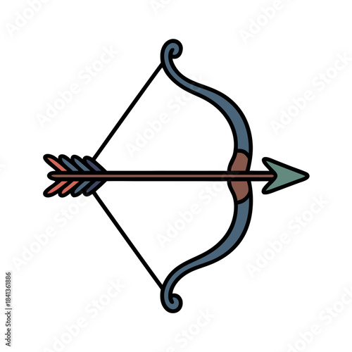 Colorful bow and arrow illustration in minimalist design  
