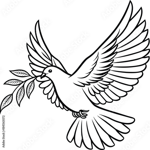 Symbol of peace and hope a dove with an olive branch in its beak soaring gracefully through the sky