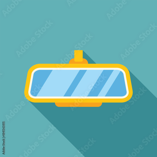 Yellow rearview mirror providing clear visibility for safe driving