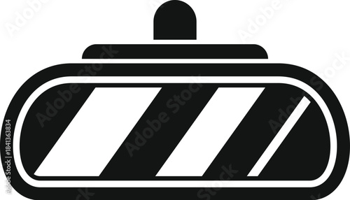 Car rearview mirror reflecting contrasting light and shadow stripes, ensuring clear visibility for safe driving