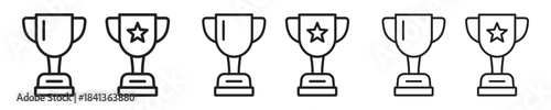 Trophy Cup Thin Line Icon Set for Achievement and Awards