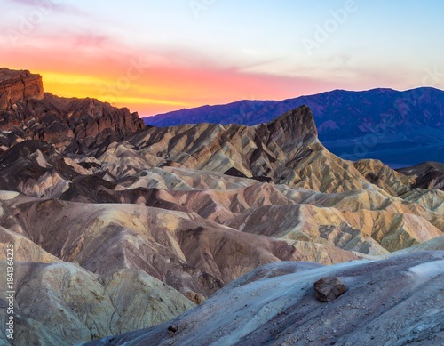 Colorful desert mountains at sunrise