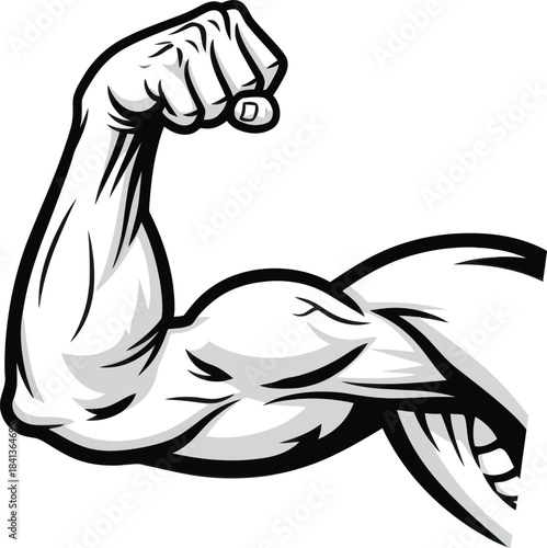 Strong Muscular Arm Fitness Vector