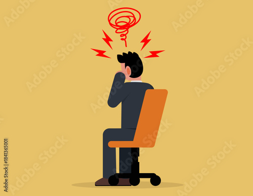 Stressed and anxiety on failure. Businessman holding his head sitting alone on the chair