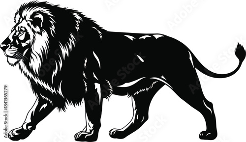 Roaring Lion Side View Vector Illustration