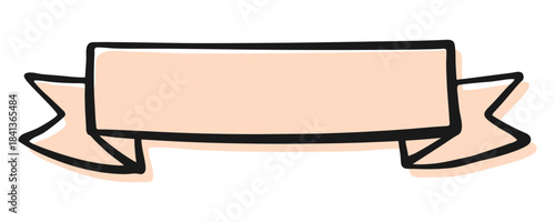 Hand-Drawn Doodle Style Ribbon Banner Illustration