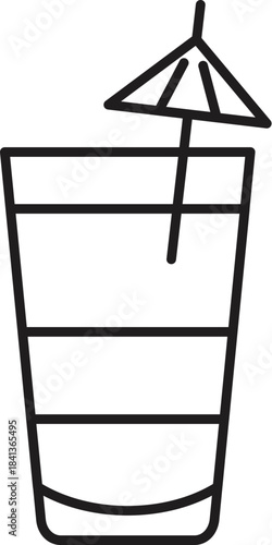 Layered cocktail served in a tall glass, garnished with a small umbrella, perfect for summer refreshment