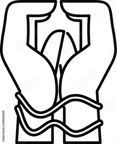 Bound hands representing human rights, oppression, and confinement