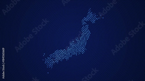 Digital Japan Map with Dotted Flicker and Scale Reveal Animation