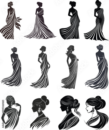 Minimalist Indian Logo  set Silhouette Vector	