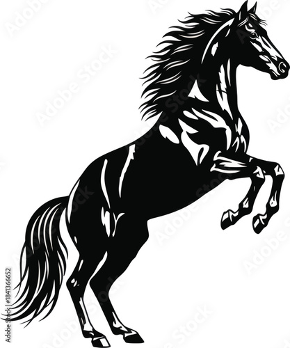 Rearing Horse Powerful Wildlife Vector Illustration