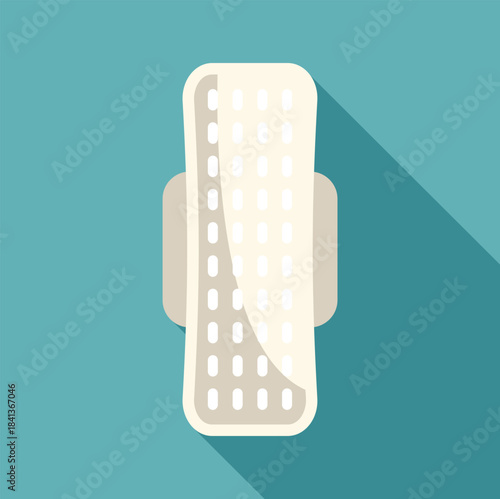 Sanitary pad providing absorption displaying flat icon style on a teal background