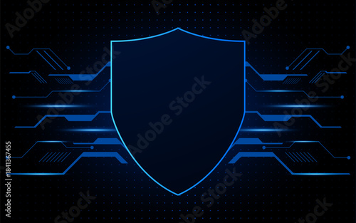 Cyber security technology concept , Shield With Keyhole icon , personal data , vector illustration.	
