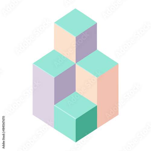 endless tumbling cubes in isometric perspective