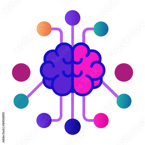 ai brain neural network icon illustration