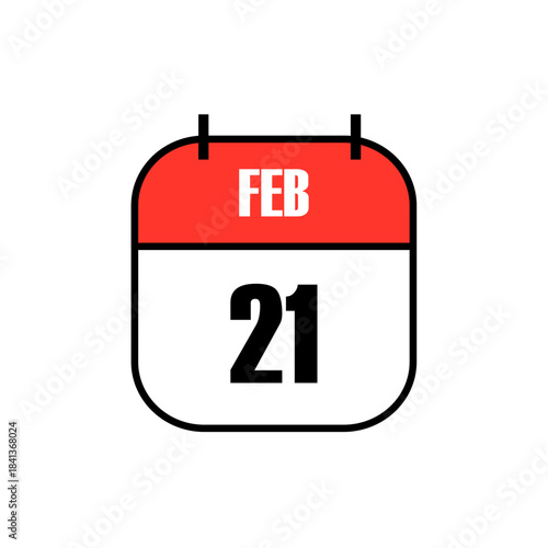 Red and white calendar icon showing February 21 in bold black font, marking International Mother Language Day, celebrating global linguistic and cultural diversity