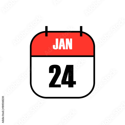 Red and white calendar icon showing January 24 in bold black font, marking National Peanut Butter Day and Unification Day as global cultural and historic holidays