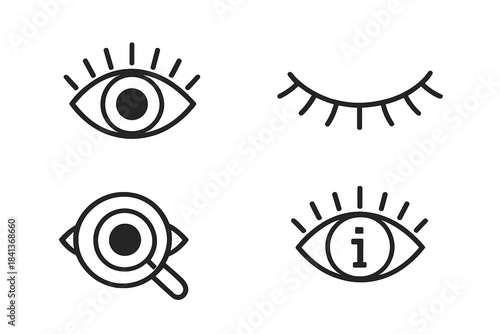 Linear eye symbols representing sight, privacy, scrutiny, and data concepts