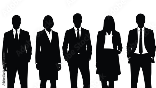 Silhouettes of business people standing in a row together
