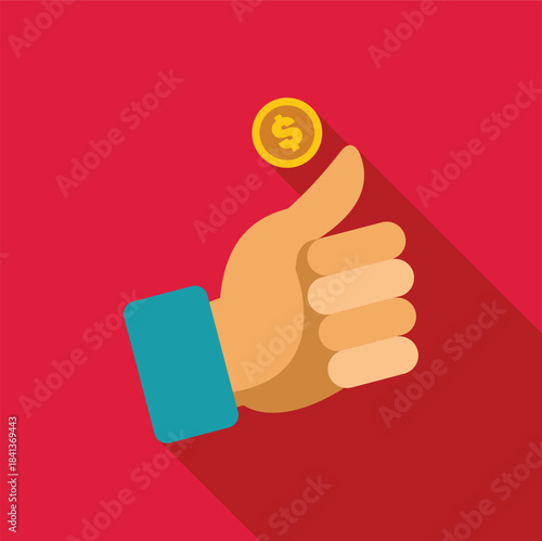 Hand holding and flipping a dollar coin, representing choice and financial risk