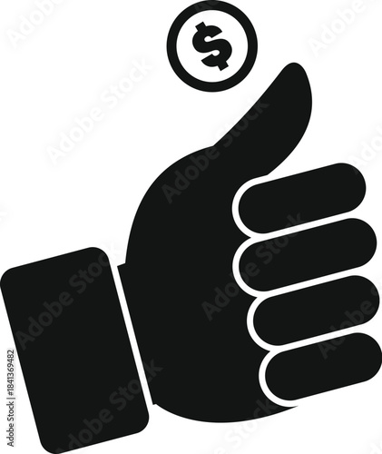 Hand flicking a dollar coin, illustrating concepts of finance, investment, or donation