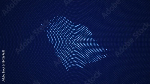 Digital Saudi Arabia Map with Dotted Flicker and Scale Reveal Animation