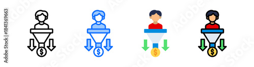 Sales Funnel Icon Collection Set Different Style