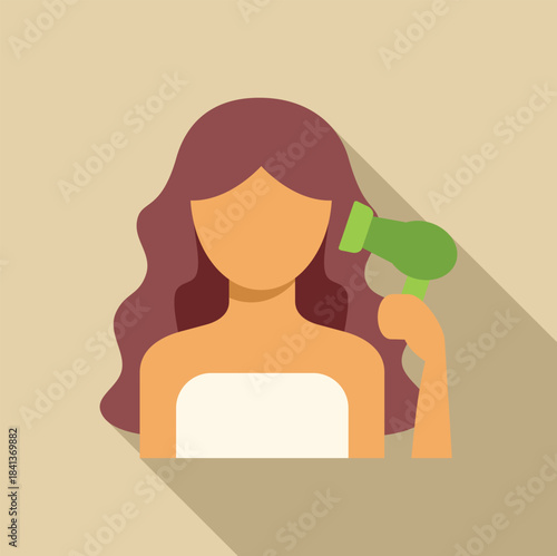 Woman drying hair with hairdryer for beauty routine