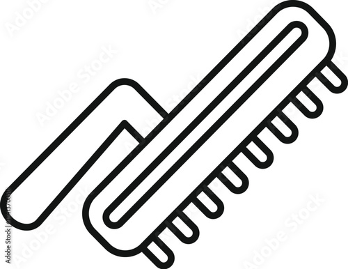 Cleaning brush with handle, simple line art black vector symbol for household purposes