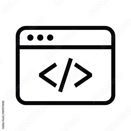 Coding window icon with angle brackets symbol for web development and programming