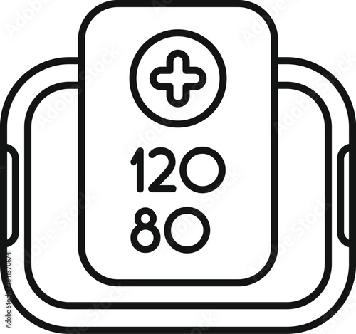 Blood pressure monitor icon displaying a normal reading, measuring cardiovascular health