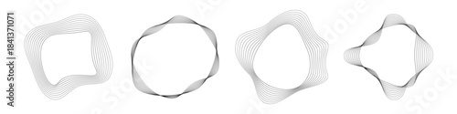 Set of round curved sound waves with dynamic wavy stripes