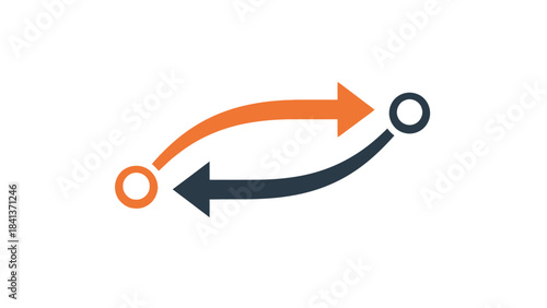 Two curved arrows showing exchange, transfer, or feedback process