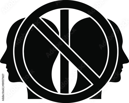 Dual Personality Prohibited Symbol Psychology Concept Vector
