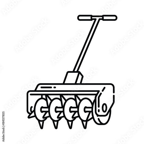 Lawn Aerator Spiked Roller Soil Maintenance Tool Outline