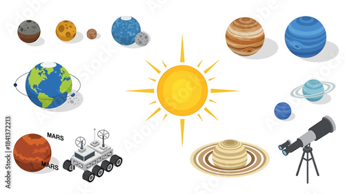 Collection of Celestial Bodies and Astronomical Instruments for Educational Purposes