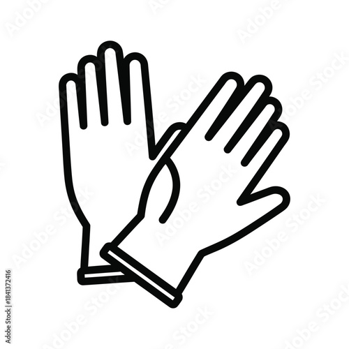 Pair of Protective Gardening Gloves Outline Illustration