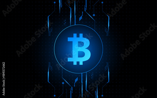 Golden bitcoin digital currency , futuristic digital money