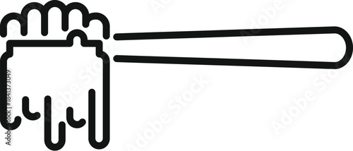 Honey dipper holding sweet honey dripping slowly, illustrating food and breakfast