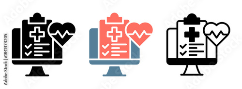 Online Diagnosis Icon Collection Set  Glyph & Mixed Style  