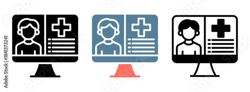 Electronic Medical Record Icon Collection Set  Glyph & Mixed Style  